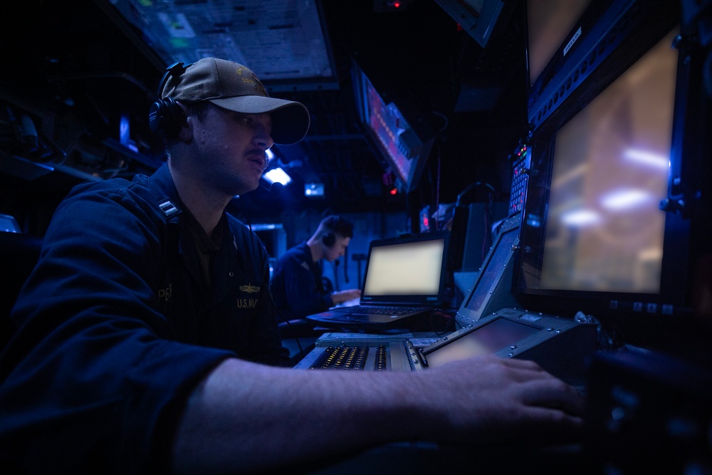 USS Wayne E. Meyer conducts operations in the U.S. Central Command area of responsibility as part of the Carl Vinson Carrier Strike Group