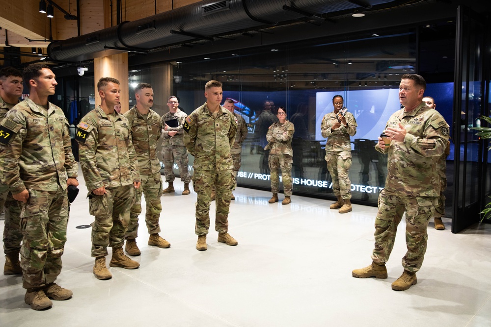 Brig. Gen. Andrew W. Collins greets 2025 Best Warrior Competitors