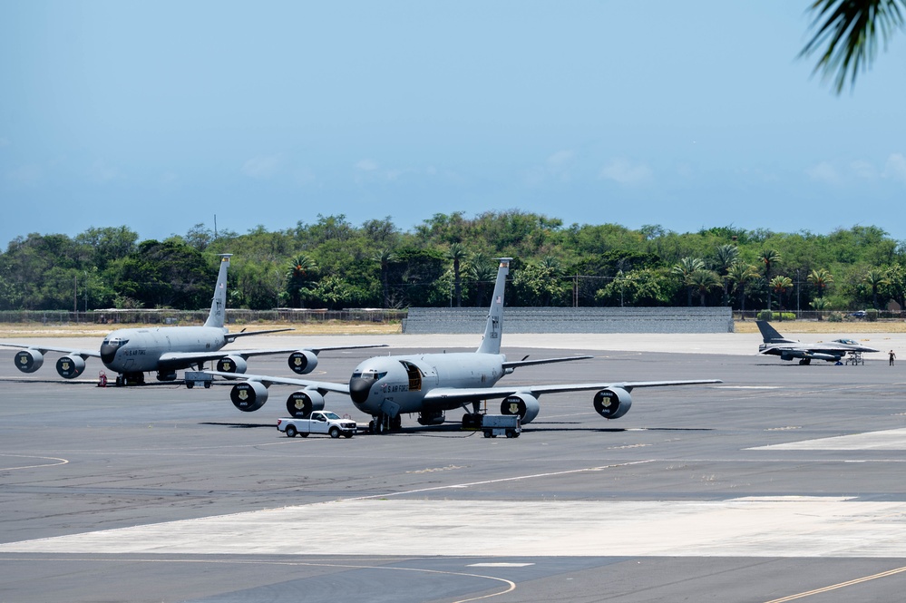 U.S. Air Force aircraft land at Joint Base Pearl Harbor-Hickam in support of REFORPAC 25
