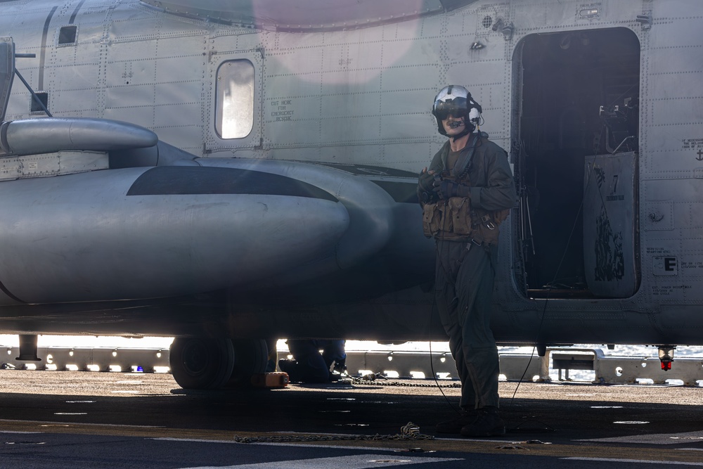 USS Iwo Jima conducts flight operations with new CH-53K King Stallion