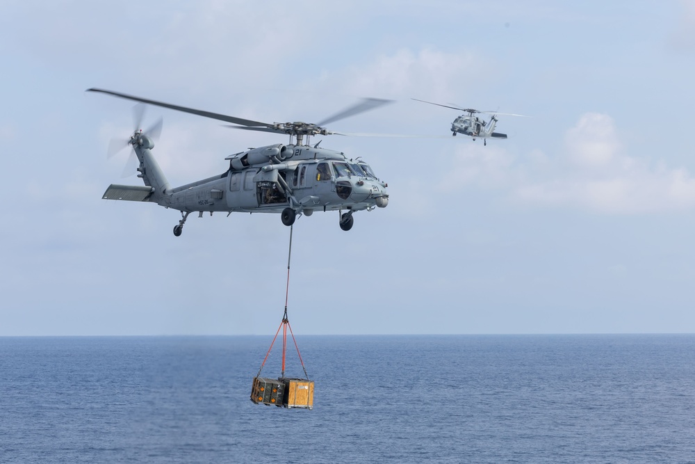 USS Iwo Jima conducts vertical replenishment