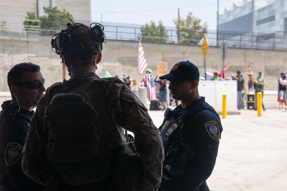 U.S. Marines guard federal buildings in L.A