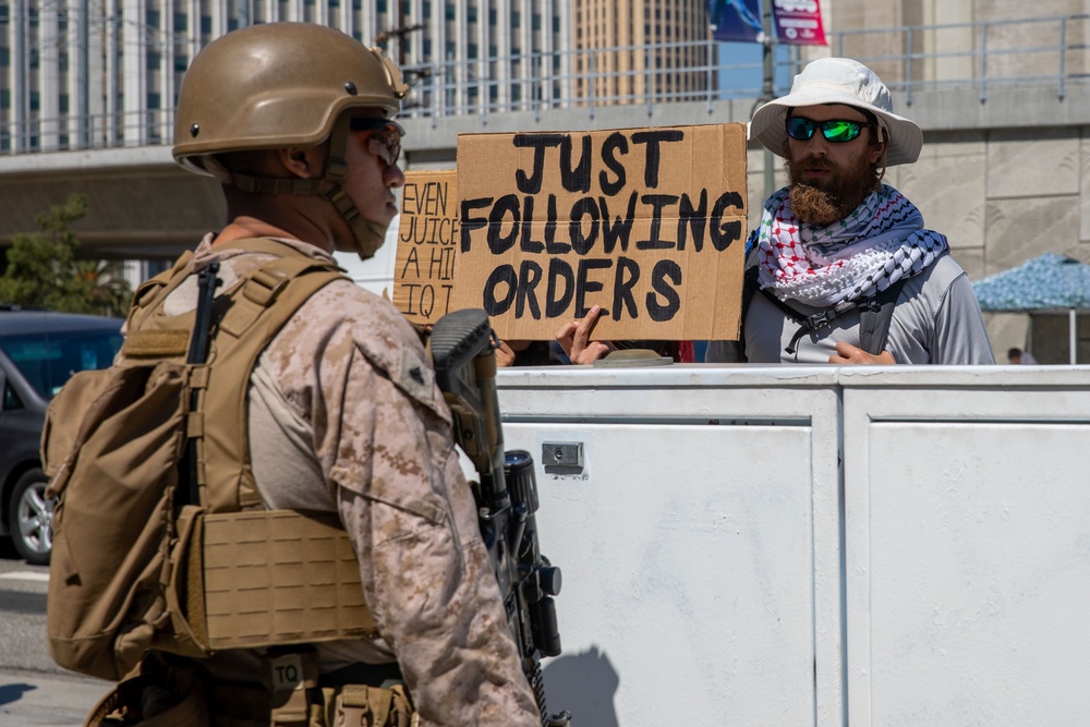 U.S. Marines guard federal buildings in L.A