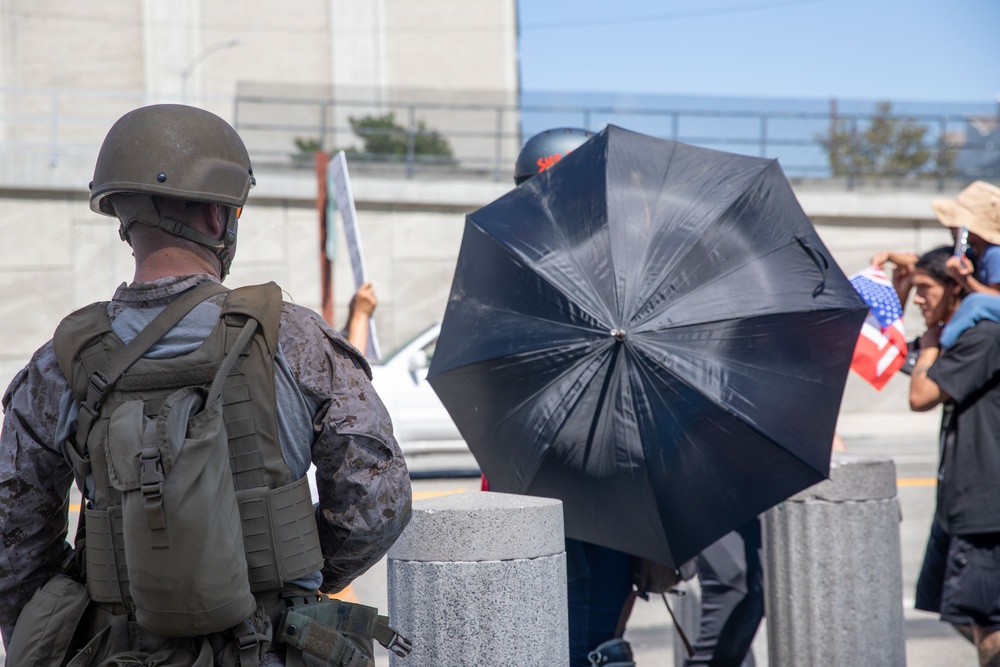 U.S. Marines guard federal buildings in L.A