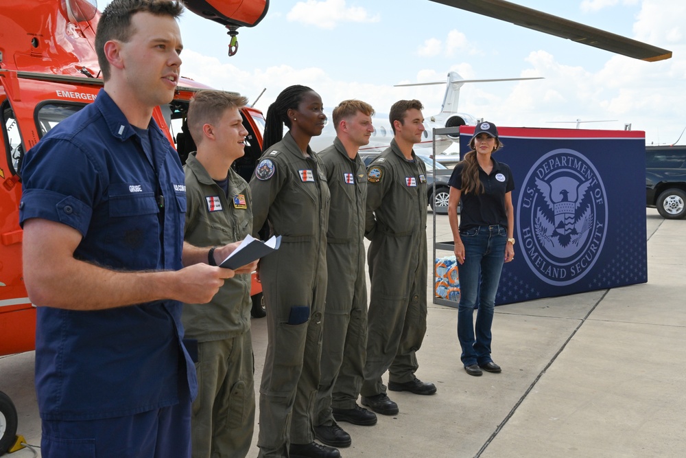 DHS Secretary awards Air Station Corpus Christi aircrew for heroic actions during Kerrville flash flooding