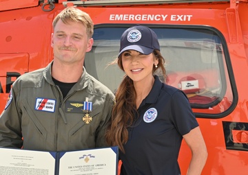 DHS Secretary awards Air Station Corpus Christi aircrew for heroic actions during Kerrville flash flooding