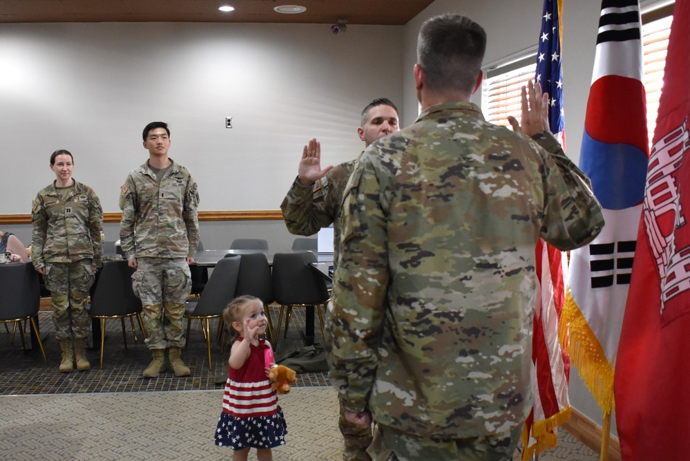Army engineer reenlists with his daughter at his side in South Korea