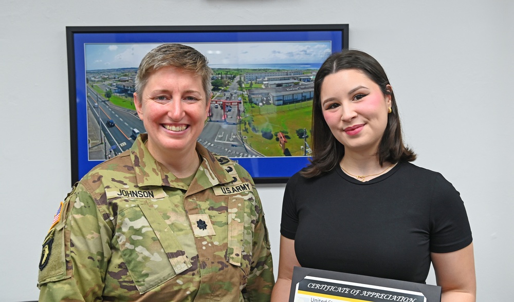 USAG Okinawa Hosts a Recognition Ceremony for an Army Community Service front desk clerk