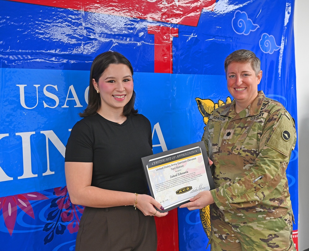 USAG Okinawa Hosts a Recognition Ceremony for an Army Community Service front desk clerk