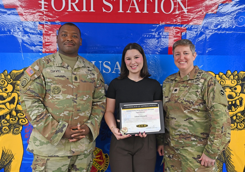 USAG Okinawa Hosts a Recognition Ceremony for an Army Community Service front desk clerk