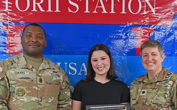 USAG Okinawa Hosts a Recognition Ceremony for an Army Community Service front desk clerk