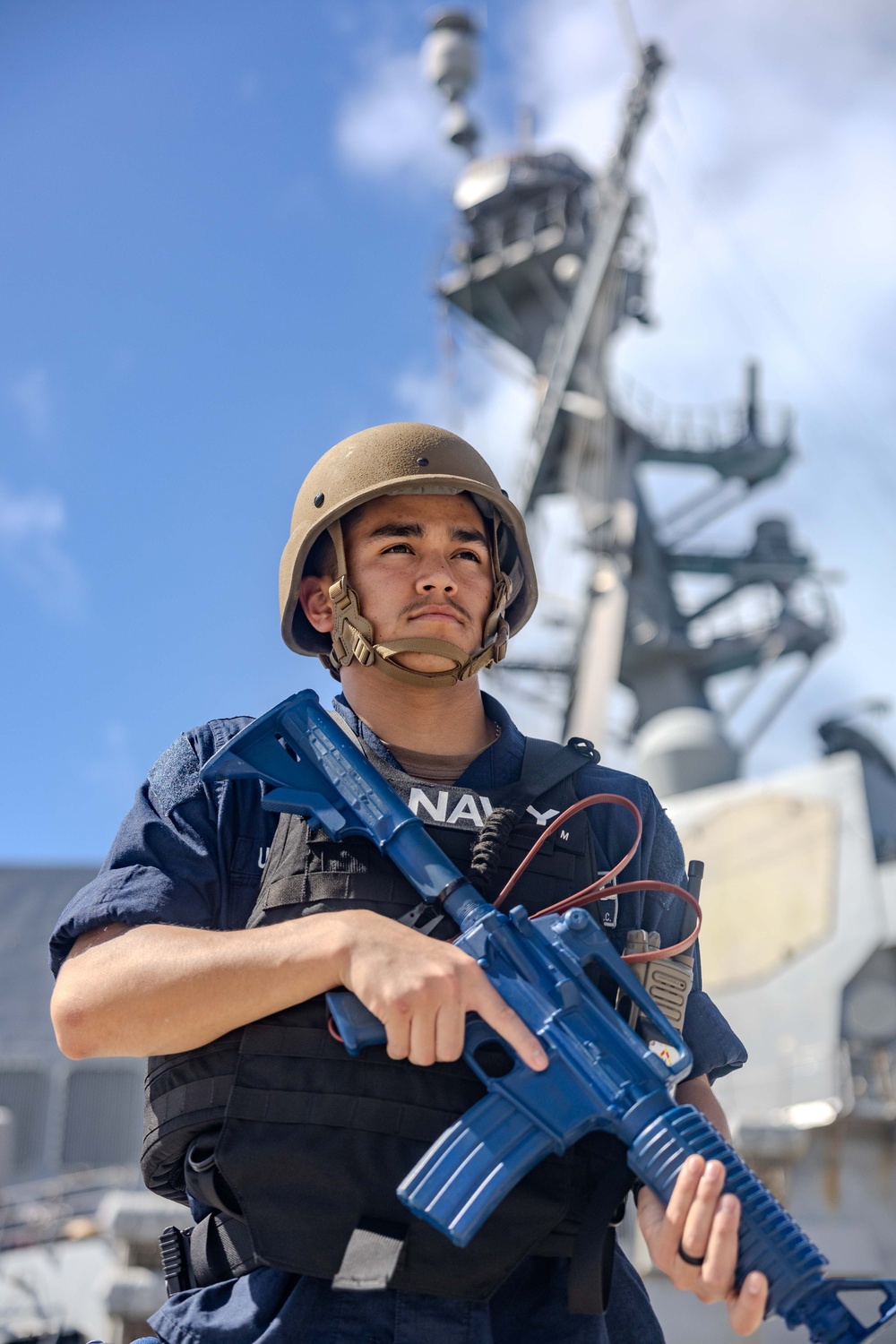 USS Ralph Johnson Sailors Conduct Anti-Terrorism Drills while In-Port NSF Diego Garcia