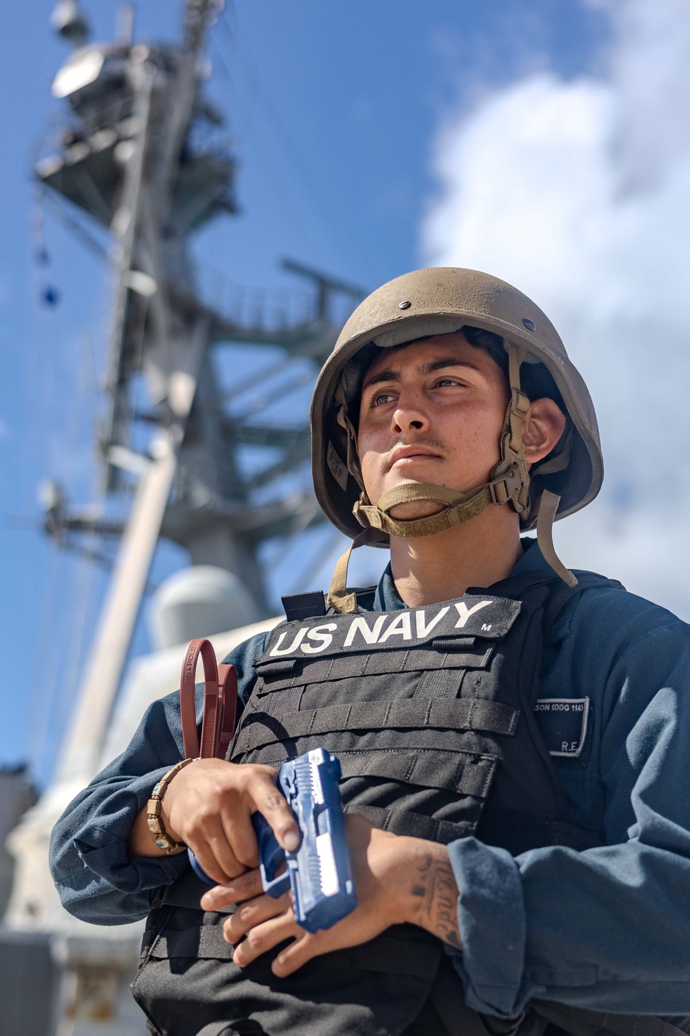 USS Ralph Johnson Sailors Conduct Anti-Terrorism Drills while In-Port NSF Diego Garcia