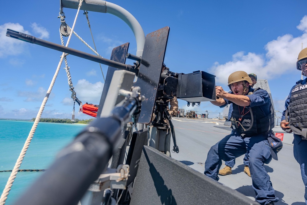 USS Ralph Johnson Sailors Conduct Anti-Terrorism Drills while In-Port NSF Diego Garcia