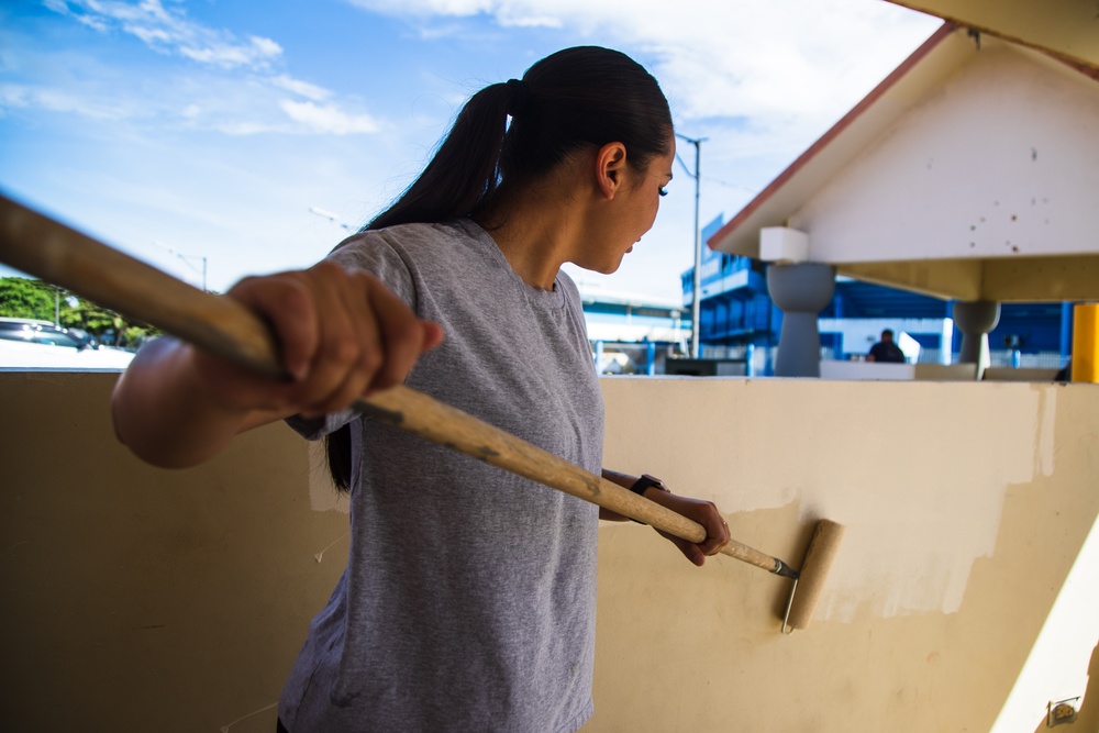 Camp Blaz Marines help paint Chamorro Village