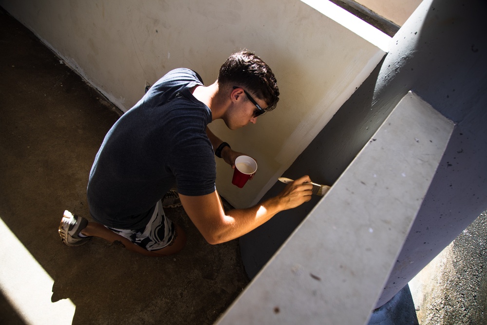 Camp Blaz Marines help paint Chamorro Village