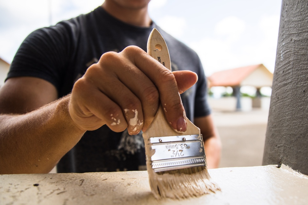 Camp Blaz Marines help paint Chamorro Village