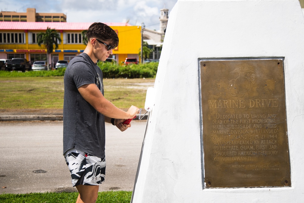 Camp Blaz Marines help paint Chamorro Village