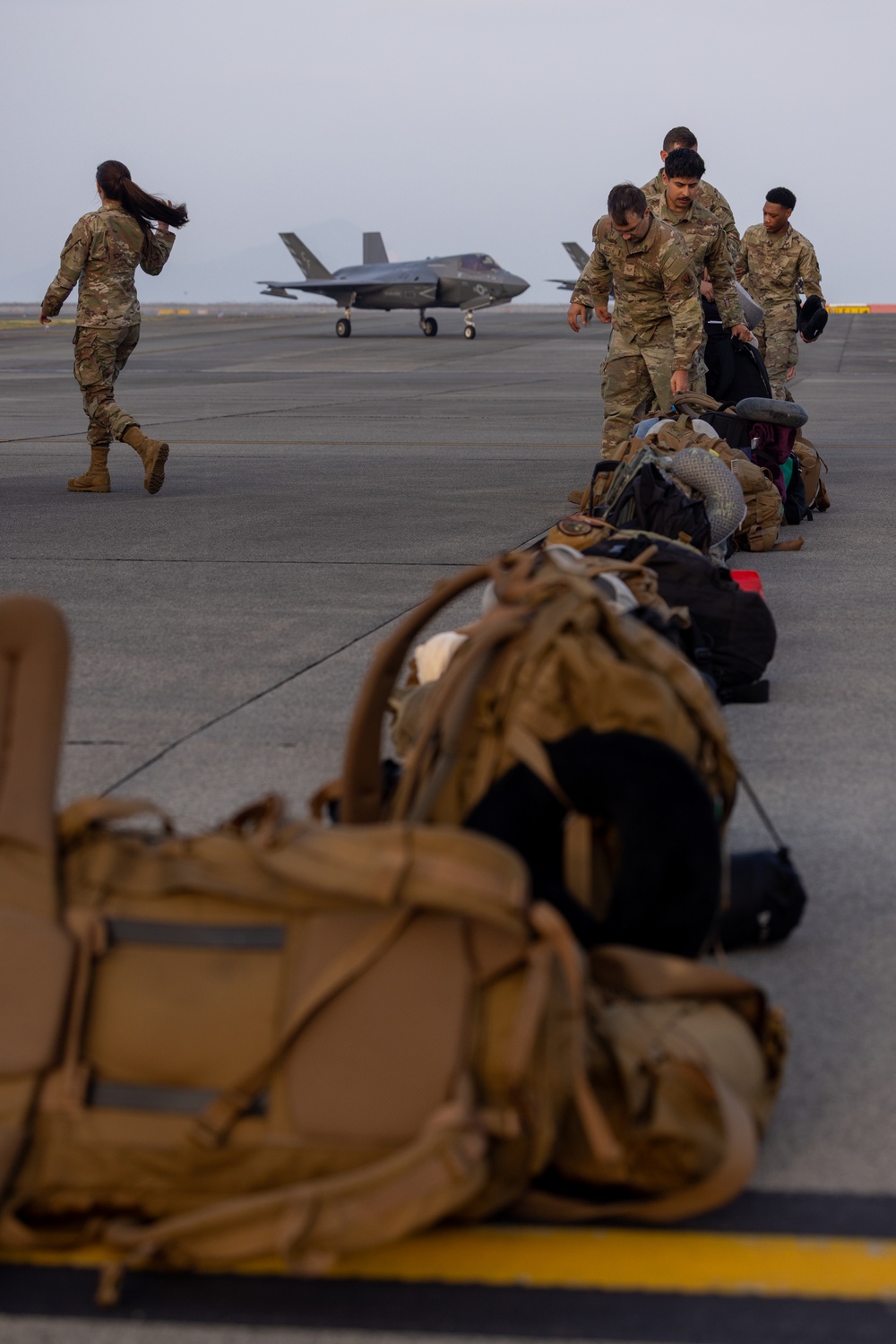 U.S. Airmen with 177th Fighter Wing and 437th Airlift Wing land at MCAS Iwakuni for exercise Resolute Force Pacific