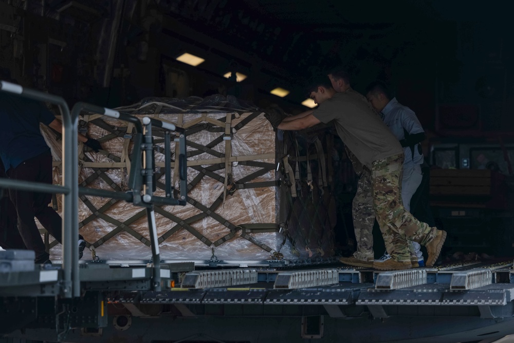 U.S. Airmen with 177th Fighter Wing and 437th Airlift Wing land at MCAS Iwakuni for exercise Resolute Force Pacific