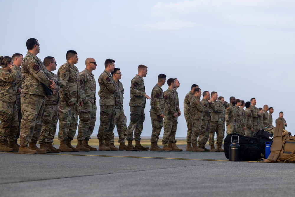 U.S. Airmen with 177th Fighter Wing and 437th Airlift Wing land at MCAS Iwakuni for exercise Resolute Force Pacific