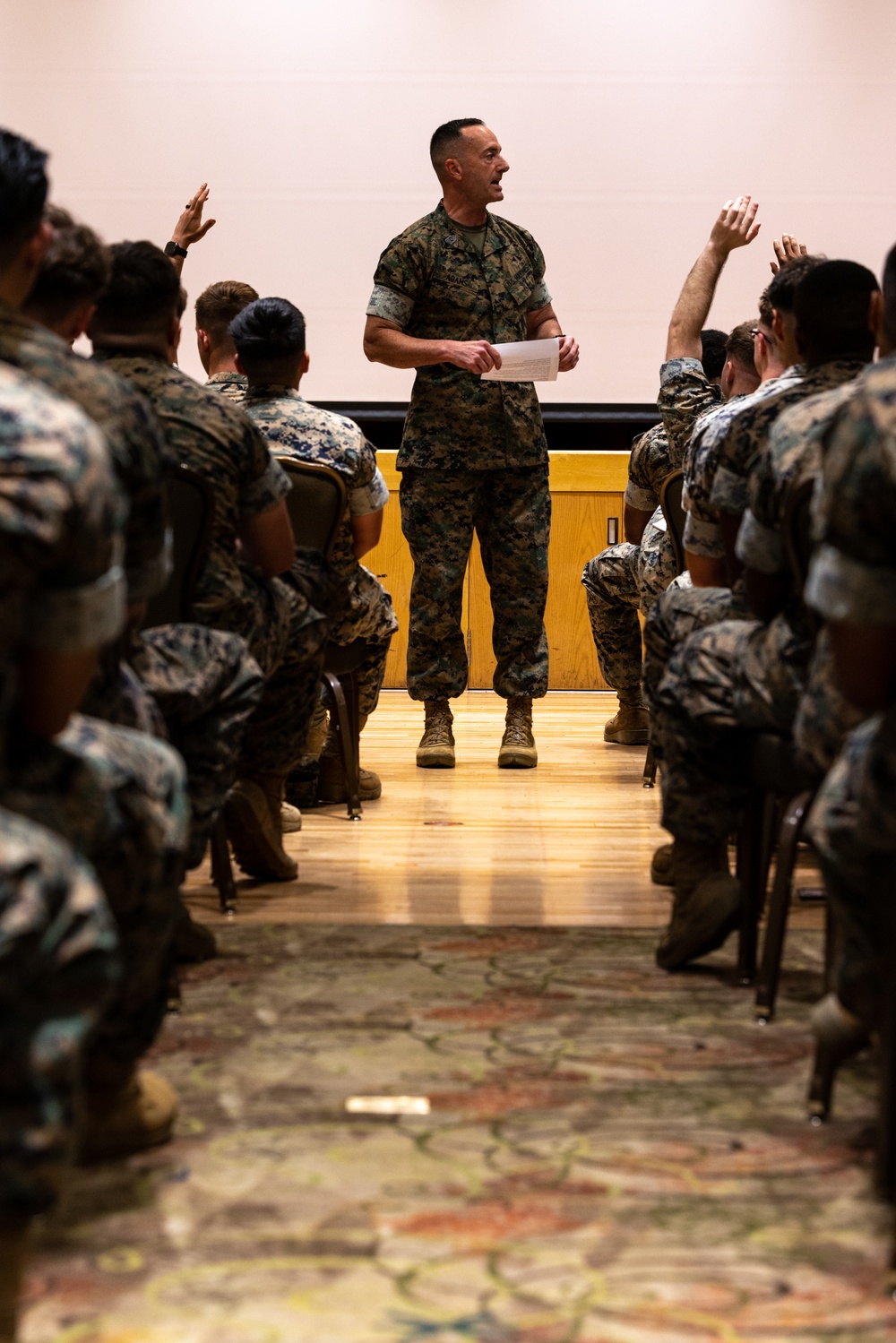 III MEF Sgt. Maj. Christopher Adams holds townhall meeting on Camp Hansen