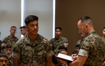 III MEF Sgt. Maj. Christopher Adams holds townhall meeting on Camp Hansen
