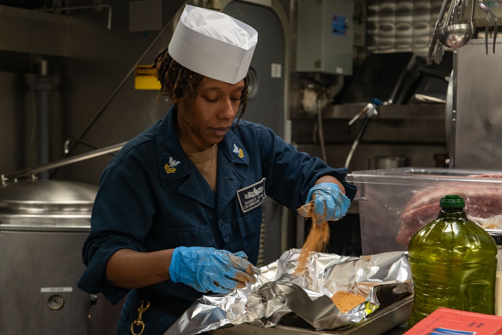 Sailor Prepares Meal