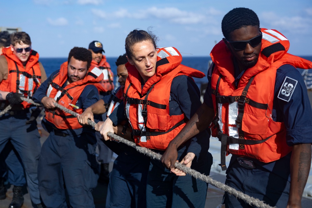 Shoup conducts a replenishment-at-sea