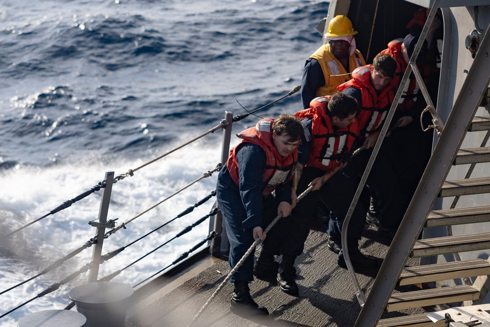Shoup conducts a replenishment-at-sea