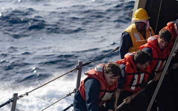 Shoup conducts a replenishment-at-sea
