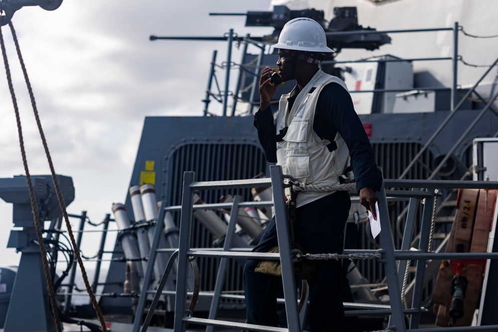 Shoup conducts a replenishment-at-sea