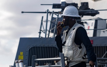 Shoup conducts a replenishment-at-sea