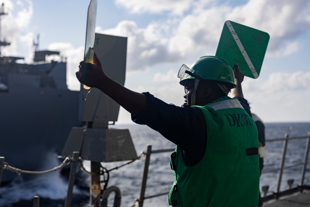 Shoup conducts a replenishment-at-sea
