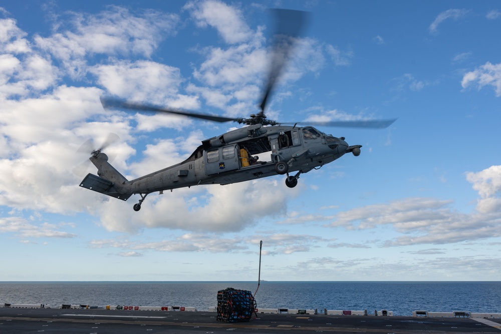 USS America (LHA 6) Conducts Vertical Replenishment Training during Exercise Talisman Sabre 25