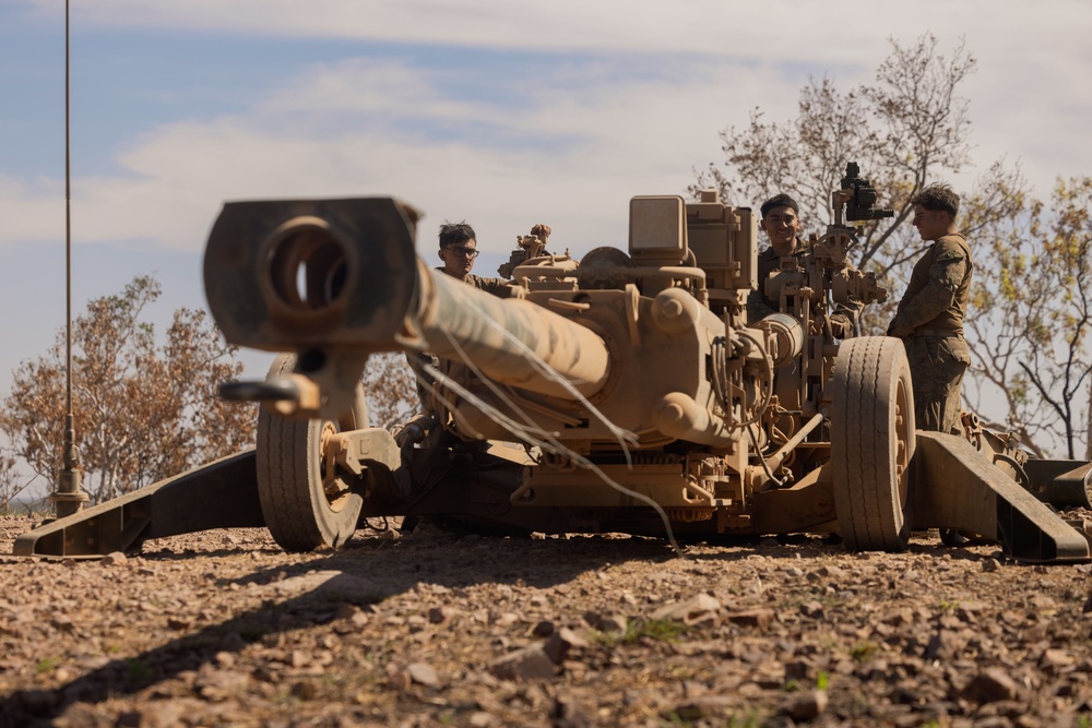 Talisman Sabre 25: 3rd Bn., 11th Marines, MRF-D 25.3  conducts dry-fire with M777 Howitzers