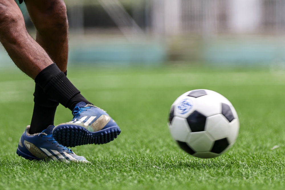 U.S. Navy, National Aeronaval Service of Panama play a soccer match