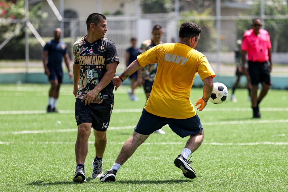 U.S. Navy, National Aeronaval Service of Panama play a soccer match