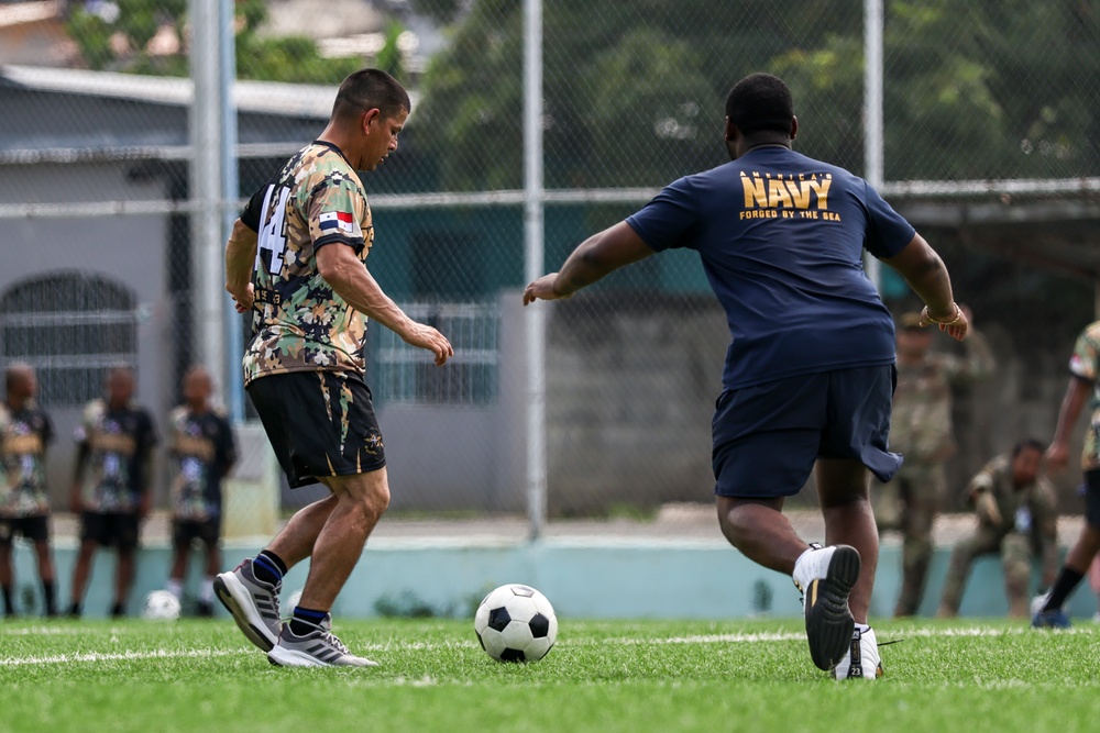 U.S. Navy, National Aeronaval Service of Panama play a soccer match