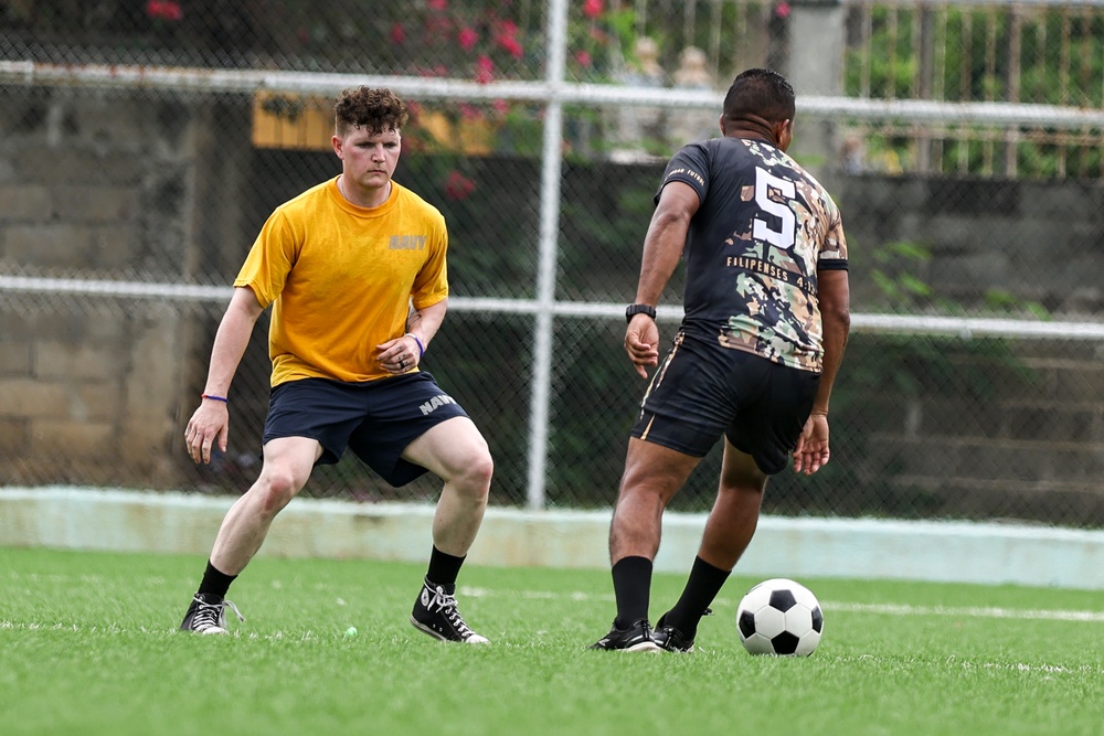 U.S. Navy, National Aeronaval Service of Panama play a soccer match