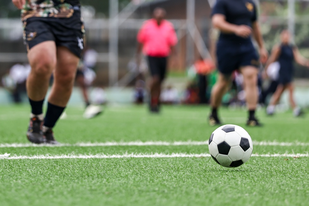U.S. Navy, National Aeronaval Service of Panama play a soccer match