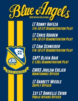 Blue Angels Select 2026 Officers