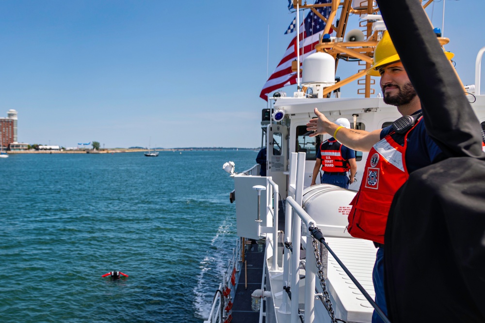 Coast Guard Conducts Person-in-the-Water Drill Aboard Cutter Melvin Bell