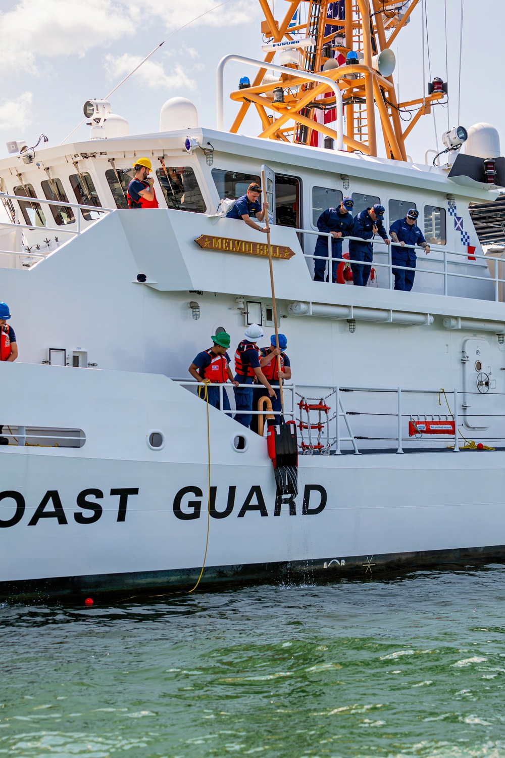 Coast Guard Conducts Person-in-the-Water Drill Aboard Cutter Melvin Bell