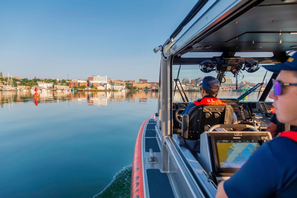 Coast Guard and Auxiliary Support Tri for a Cure Swim Safety in Portland Harbor