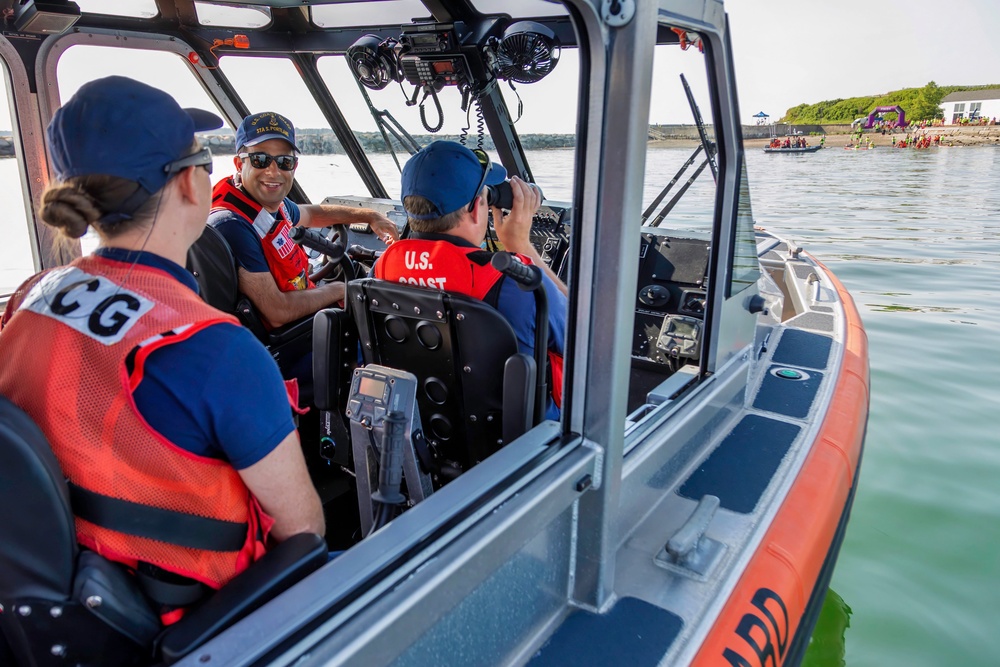 Coast Guard and Auxiliary Support Tri for a Cure Swim Safety in Portland Harbor
