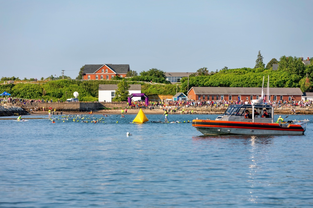 Coast Guard and Auxiliary Support Tri for a Cure Swim Safety in Portland Harbor