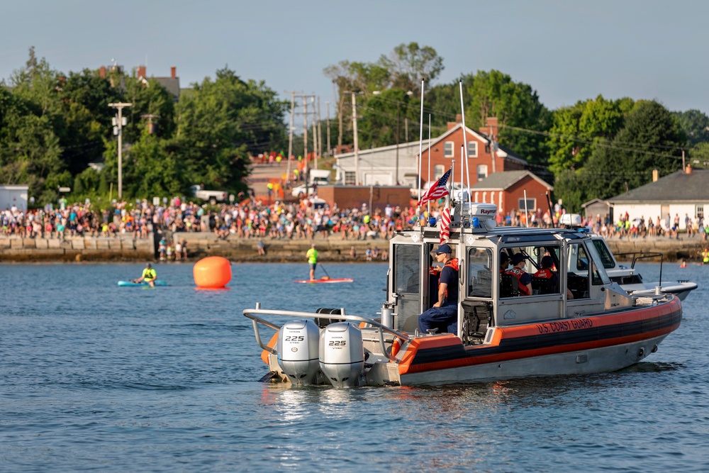 Coast Guard and Auxiliary Support Tri for a Cure Swim Safety in Portland Harbor