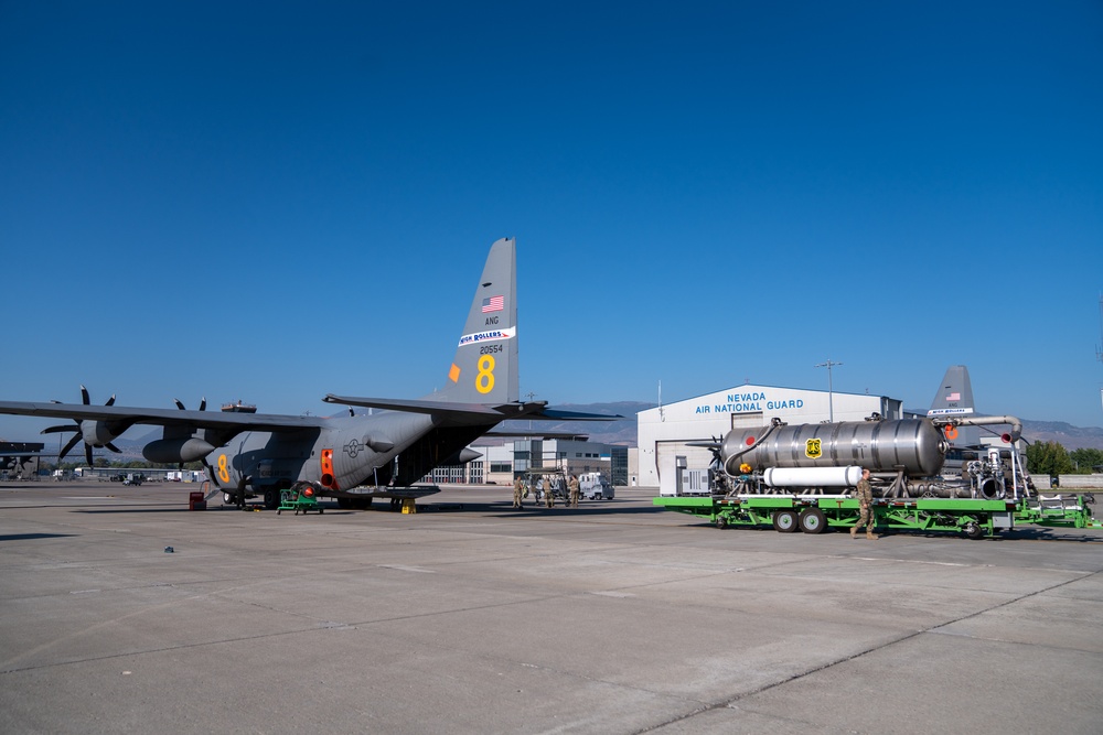 152nd Airlift Wing Modular Airborne Fire Fighting Aircraft and associated personnel activated for firefighting in the Western United States July 14, 2025