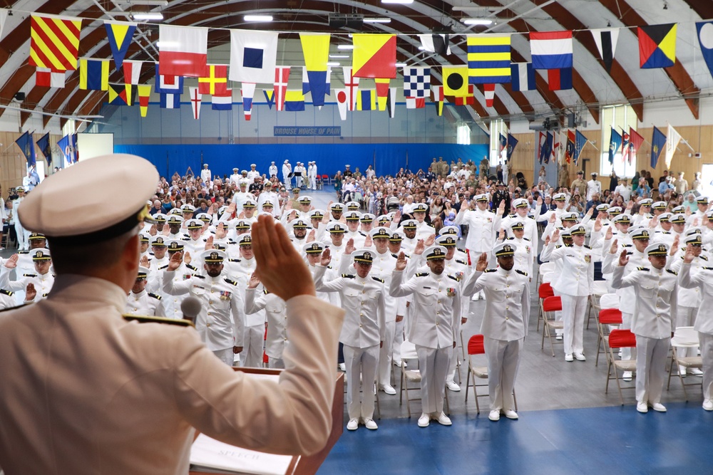Rear Admiral Theodore LeClair and Rear Admiral Matthew T. Pottenburgh visit Officer Training Command Newport (OTCN)